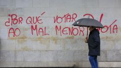 Una pintada alusiva a las elecciones generales de noviembre del 2019.