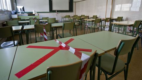 Medidas anticovid en un aula del IES Fernando Wirtz