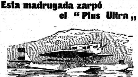 Dibujo del hidroavi&oacute;n Plus Ultra publicado por La Voz el 29 de enero de 1926, coincidiendo con la etapa m&aacute;s larga, la de Cabo Verde a Noronha