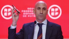 Luis Rubiales, durante la rueda de prensa