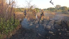 Un momento del incendio de O Grove