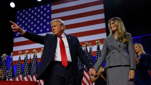 Donald Trump y Melania, en la celebracin de la victoria en Palm Beach.