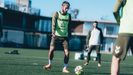 �scar Mingueza, en un entrenamiento del Celta en la Cidade Deportiva Afouteza.