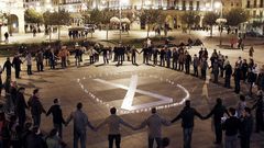 Manifestaci�n contra la violencia machista en la plaza del Castillo de Pamplona