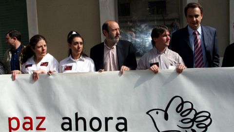 Paro contra la guerra de Irak en Ferraz con Rodrguez Zapatero en el 2003