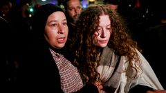 Ahed Tamimi, tras se liberada la madrugada del mircoles.