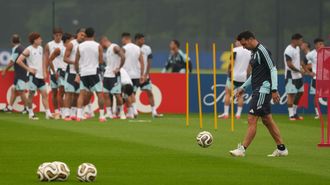 �ltimo entrenamiento de la selecci�n argentina antes de la final contra Espa�a.