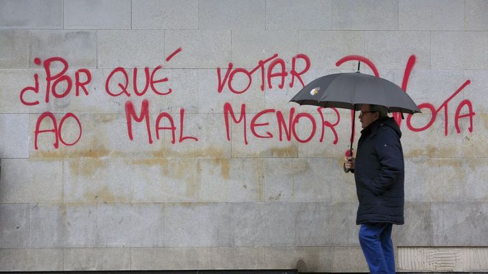 Una pintada alusiva a las elecciones generales de noviembre del 2019.