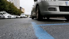 La zona azul de la avenida del Malec�n en Ribeira es una de las m�s utilizadas.