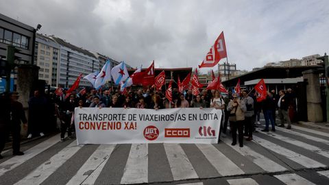 Protesta en la estación de A Coruña