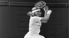 La tenista Andrea Jaeger durante un partido en Wimbledon en 1983.