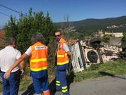Vuelco de una furgoneta en Poio