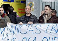 Alfonso Boullosa, en el centro, en una protesta de Transa.