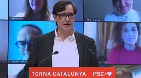 El ministro de Sanidad, Salvador Illa, en su primer acto como candidato del PSC a la presidencia de la Generalitat