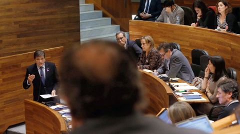 El presidente del Principado, Javier Fern�ndez, interviene desde su esca�o en el pleno de la Junta General.El presidente del Principado, Javier Fern�ndez, interviene desde su esca�o en el pleno de la Junta General 