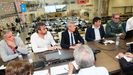 Santiago Villanueva, Diego Calvo, Alfonso Rueda y Pedro Blanco, ayer por la tarde en la sede del 112 en A Estrada.