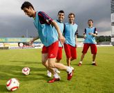 Gorka Azkorra, junto a Ballesteros, Ivn Gonzlez e Iago, arietes del equipo el curso 2010-2011.