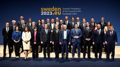 Foto de familia de los ministros de Exteriores de la UE en Estocolomo.