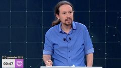 Pablo Iglesias, durante el debate de TVE