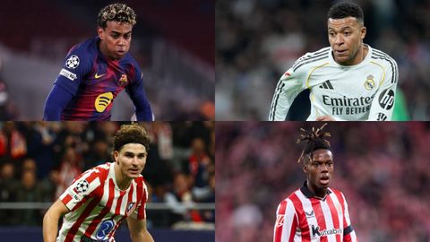 Lamine Yamal, Kylian Mbapp�, Juli�n �lvarez y Nico Williams.