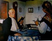 <span lang= gl >�Desayuno del abad�</span>. Reproduci�n da obra de Fernando �lvarez de Sotomayor, na que o sacerdote � Santiago Abuelo Alvite, sobri�o de Santiago Abuelo Lado. Dos dous d� conta o texto que segue. 