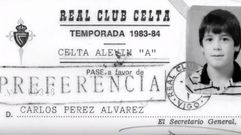 Carnet de P�rez �lvarez como alev�n c�ltico en la temporada 1983/1984.
