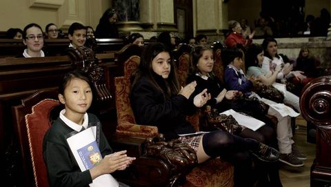 Los ni�os emprendedores, en el sal�n de plenos de A Coru�a