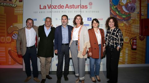 De izquierda a derecha: el director de publicidad de RTPA, Eloy Fernndez; el director de cuentas de la Agencia Puntocero, Javier lvarez; el socio director de Tresalia, Jos Antonio Domnguez; la responsable de Avante Medios, Cristina Felgueroso; la jefa de comunicacin de Cogersa, Laura Prez, y la directora de comunicacin de Cronistar, Elena de La Fuente.