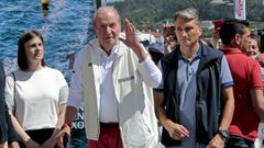 Juan Carlos I a su llegada al Nutico de Sanxenxo en mayo de 2022, en la que fue su primera visita a Espaa tras irse a vivir a Abu Dabi