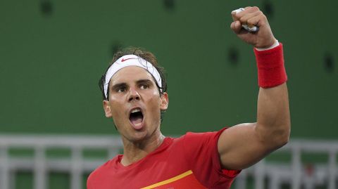 Nadal festeja su primera victoria en R�o 2016.