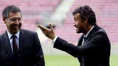 Luis Enrique, a la derecha, el d�a de su presentaci�n