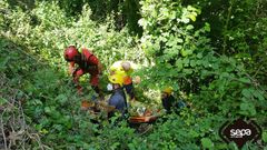Ciclista rescatado en Ponga