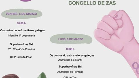 Imagen del cartel por el 8M del Concello de Zas 