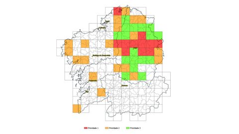 Mapa elaborado por Arume sobre las zonas en las que se aplicar�n los tratamientos de forma prioritaria