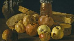 �Bodeg�n con granadas y manzanas, cajas de dulces y otros recipientes�, de Luis Egidio Mel�ndez (1716-1780). Museo del Prado