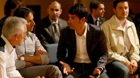 Entrega de los Premios Galicia en Goles 2010, junto a los ciclistas Mosquera y Pereiro.