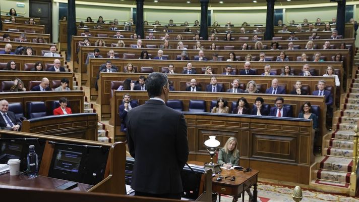 Pedro S�nchez durante una sesi�n en el Congreso de los Diputados.
