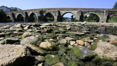 El r�o Mi�o muy bajo a la altura del puente romano de Lugo