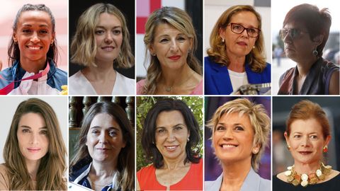 Arriba, de izquierda a derecha: Ana Peleteiro, Marta Ortega, Yolanda Daz, Nadia Calvio y Sandra Ortega. Abajo: Mara Cudeiro, Marta Rivera de la Cruz, Mara Begoa Vila, Julia Otero y Elena Ochoa.