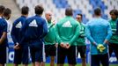 Charla de Rozada durante un entrenamiento en el Carlos Tartiere