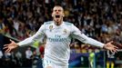 Bale celebra uno de sus goles al Liverpool en la final de la Champions del 2018