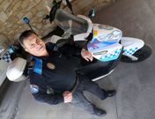 El responsable del departamento, ayer, en la entrada a las dependencias pobrenses. 