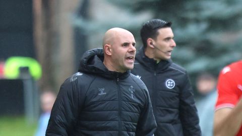 Fredi �lvarez, durante el Celta Fortuna - Barakaldo disputado en Barreiro.