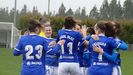 Gol Henar Real Oviedo Femenino Lugo.Las futbolistas azules celebran el gol de Henar ante el Lugo