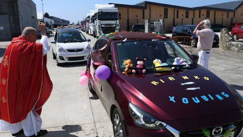 Misa de San Cristobal en la capilla de San Bartolom de Rianxo   bendicion de vehiculos y  procesin