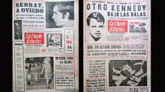 As lo cont LA VOZ DE ASTURIAS. Una visita de Serrat a Oviedo, que patrocin este peridico, y la muerte de Bob Kennedy en portadas del ao 1968