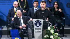 Zelenski recibi ayer el Premio Carlomagno a los valores europeos en Aquisgrn. 