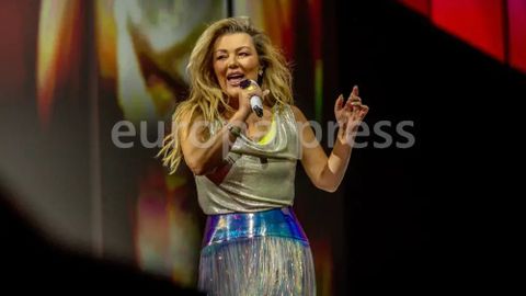 La cantante del grupo 'La Oreja de Van Gogh', Amaia Montero, durante un concierto en el Movistar Arena, a 28 de mayo de 2026