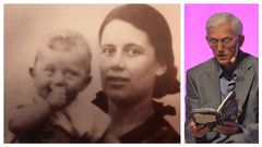 Theodor Kallifatides, cuando a�n no hab�a cumplido un a�o, en una fotograf�a en la que aparece en brazos de su madre. La imagen preside la portada del libro �Madres e hijos�. A la derecha, el escritor griego afincado en Suecia -retratado por Bengt Oberger-, durante una lectura de su obra �Otra vida por vivir� en la feria del libro de G�teborg del 2017