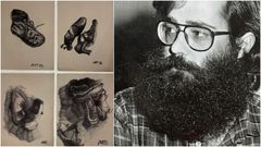 �Lorchos� (1972), exercicios de aprendizaxe do mozo Pepe Barro a partir das clases de Segura Torrella. � dereita, o dese�ador retratado en 1980 por Xes�s Campos.